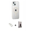 MARSİLYAN™- iPhone 14 Kılıf Yörünge Koleksiyonu - Siyah Bilvis Hayalet Cam Ekran Koruyucu + Diamond Kamera Lens - PE