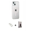 MARSİLYAN™- iPhone 14 Kılıf Yörünge Koleksiyonu - Siyah Bilvis Hayalet Cam Ekran Koruyucu + Diamond Kamera Lens - PE