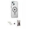 MARSİLYAN™- iPhone 14 Kılıf Yörünge Koleksiyonu - Siyah Bilvis Hayalet Cam Ekran Koruyucu + Diamond Kamera Lens - PE