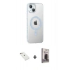 MARSİLYAN™- iPhone 14 Kılıf Yörünge Koleksiyonu - Siyah Bilvis Hayalet Cam Ekran Koruyucu + Diamond Kamera Lens - PE