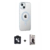 MARSİLYAN™- iPhone 14 Kılıf Yörünge Koleksiyonu - Siyah Bilvis Hayalet Cam Ekran Koruyucu + PVD Metal Kamera Lens - SH