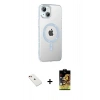 MARSİLYAN™- iPhone 14 Kılıf Yörünge Koleksiyonu - Siyah Buffer Cam Ekran Koruyucu + Diamond Kamera Lens - KI