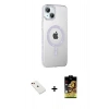 MARSİLYAN™- iPhone 14 Kılıf Yörünge Koleksiyonu - Siyah Buffer Cam Ekran Koruyucu + Diamond Kamera Lens - KI