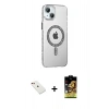 MARSİLYAN™- iPhone 14 Kılıf Yörünge Koleksiyonu - Siyah Buffer Cam Ekran Koruyucu + Diamond Kamera Lens - KI