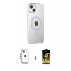 MARSİLYAN™- iPhone 14 Kılıf Yörünge Koleksiyonu - Siyah Buffer Cam Ekran Koruyucu + Shine Kamera Lens - GI