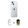 MARSİLYAN™- iPhone 14 Kılıf Yörünge Koleksiyonu - Siyah Buffer Cam Ekran Koruyucu + Shine Kamera Lens - GI