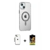 MARSİLYAN™- iPhone 14 Kılıf Yörünge Koleksiyonu - Siyah Buffer Cam Ekran Koruyucu + Shine Kamera Lens - GI