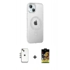 MARSİLYAN™- iPhone 14 Kılıf Yörünge Koleksiyonu - Siyah Buffer Cam Ekran Koruyucu + Shine Kamera Lens - GI
