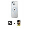 MARSİLYAN™- iPhone 14 Kılıf Yörünge Koleksiyonu - Siyah Buffer Cam Ekran Koruyucu + PVD Metal Kamera Lens - PE