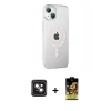 MARSİLYAN™- iPhone 14 Kılıf Yörünge Koleksiyonu - Siyah Buffer Cam Ekran Koruyucu + PVD Metal Kamera Lens - PE