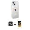 MARSİLYAN™- iPhone 14 Kılıf Yörünge Koleksiyonu - Siyah Buffer Cam Ekran Koruyucu + PVD Metal Kamera Lens - PE