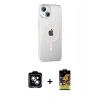 MARSİLYAN™- iPhone 14 Kılıf Yörünge Koleksiyonu - Siyah Buffer Cam Ekran Koruyucu + PVD Metal Kamera Lens - MI