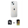 MARSİLYAN™- iPhone 14 Kılıf Yörünge Koleksiyonu - Siyah Buffer Cam Ekran Koruyucu + PVD Metal Kamera Lens - MI