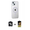 MARSİLYAN™- iPhone 14 Kılıf Yörünge Koleksiyonu - Siyah Buffer Cam Ekran Koruyucu + PVD Metal Kamera Lens - YL