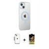 MARSİLYAN™- iPhone 14 Kılıf Yörünge Koleksiyonu - Siyah Buffer Cam Ekran Koruyucu + Shine Kamera Lens - GS