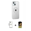 MARSİLYAN™- iPhone 14 Kılıf Yörünge Koleksiyonu - Siyah Buffer Cam Ekran Koruyucu + Shine Kamera Lens - GS