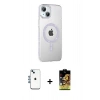 MARSİLYAN™- iPhone 14 Kılıf Yörünge Koleksiyonu - Siyah Buffer Cam Ekran Koruyucu + Shine Kamera Lens - MI