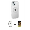 MARSİLYAN™- iPhone 14 Kılıf Yörünge Koleksiyonu - Siyah Buffer Cam Ekran Koruyucu + Shine Kamera Lens - SH
