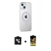 MARSİLYAN™- iPhone 14 Kılıf Yörünge Koleksiyonu - Siyah Buffer Cam Ekran Koruyucu + PVD Metal Kamera Lens - TU