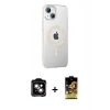 MARSİLYAN™- iPhone 14 Kılıf Yörünge Koleksiyonu - Siyah Buffer Cam Ekran Koruyucu + PVD Metal Kamera Lens - TU