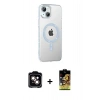 MARSİLYAN™- iPhone 14 Kılıf Yörünge Koleksiyonu - Siyah Buffer Cam Ekran Koruyucu + PVD Metal Kamera Lens - TU