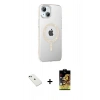 MARSİLYAN™- iPhone 14 Kılıf Yörünge Koleksiyonu - Siyah Buffer Cam Ekran Koruyucu + Yeşil Diamond Kamera Lens