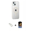 MARSİLYAN™- iPhone 14 Kılıf Yörünge Koleksiyonu - Siyah Buffer Hayalet Cam Ekran Koruyucu + Diamond Kamera Lens - YL