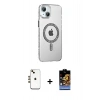 MARSİLYAN™- iPhone 14 Kılıf Yörünge Koleksiyonu - Siyah Buffer Hayalet Cam Ekran Koruyucu + Shine Kamera Lens - GD