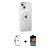 MARSİLYAN™- iPhone 14 Kılıf Yörünge Koleksiyonu - Siyah Buffer Hayalet Cam Ekran Koruyucu + Shine Kamera Lens - GD