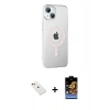 MARSİLYAN™- iPhone 14 Kılıf Yörünge Koleksiyonu - Siyah Buffer Hayalet Cam Ekran Koruyucu + Diamond Kamera Lens - KI