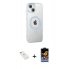 MARSİLYAN™- iPhone 14 Kılıf Yörünge Koleksiyonu - Siyah Buffer Hayalet Cam Ekran Koruyucu + Diamond Kamera Lens - KI