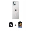 MARSİLYAN™- iPhone 14 Kılıf Yörünge Koleksiyonu - Siyah Buffer Hayalet Cam Ekran Koruyucu + PVD Metal Kamera Lens - MI