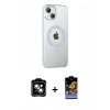 MARSİLYAN™- iPhone 14 Kılıf Yörünge Koleksiyonu - Siyah Buffer Hayalet Cam Ekran Koruyucu + PVD Metal Kamera Lens - MI