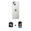 MARSİLYAN™- iPhone 14 Kılıf Yörünge Koleksiyonu - Siyah Buffer Hayalet Cam Ekran Koruyucu + PVD Metal Kamera Lens - MI
