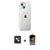 MARSİLYAN™- iPhone 14 Kılıf Yörünge Koleksiyonu - Siyah Buffer Hayalet Cam Ekran Koruyucu + PVD Metal Kamera Lens - PE