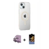 MARSİLYAN™- iPhone 14 Kılıf Yörünge Koleksiyonu - Siyah Buffer Hayalet Cam Ekran Koruyucu + Raze Metal Kamera Lens - MR