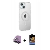 MARSİLYAN™- iPhone 14 Kılıf Yörünge Koleksiyonu - Siyah Buffer Hayalet Cam Ekran Koruyucu + Raze Metal Kamera Lens - SH