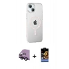 MARSİLYAN™- iPhone 14 Kılıf Yörünge Koleksiyonu - Siyah Buffer Hayalet Cam Ekran Koruyucu + Raze Metal Kamera Lens - SH