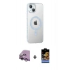 MARSİLYAN™- iPhone 14 Kılıf Yörünge Koleksiyonu - Siyah Buffer Hayalet Cam Ekran Koruyucu + Raze Metal Kamera Lens - MR