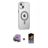MARSİLYAN™- iPhone 14 Kılıf Yörünge Koleksiyonu - Siyah Buffer Hayalet Cam Ekran Koruyucu + Raze Metal Kamera Lens - SH