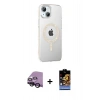 MARSİLYAN™- iPhone 14 Kılıf Yörünge Koleksiyonu - Siyah Buffer Hayalet Cam Ekran Koruyucu + Raze Metal Kamera Lens - SH