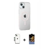 MARSİLYAN™- iPhone 14 Kılıf Yörünge Koleksiyonu - Siyah Buffer Hayalet Cam Ekran Koruyucu + Shine Kamera Lens - YL
