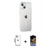 MARSİLYAN™- iPhone 14 Kılıf Yörünge Koleksiyonu - Siyah Buffer Hayalet Cam Ekran Koruyucu + Shine Kamera Lens - MI