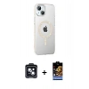 MARSİLYAN™- iPhone 14 Kılıf Yörünge Koleksiyonu - Siyah Buffer Hayalet Cam Ekran Koruyucu + Siyah PVD Metal Kamera Lens