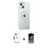 MARSİLYAN™- iPhone 14 Kılıf Yörünge Koleksiyonu - Siyah Buffer Hayalet Cam Ekran Koruyucu + Shine Kamera Lens - SH
