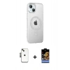 MARSİLYAN™- iPhone 14 Kılıf Yörünge Koleksiyonu - Siyah Buffer Hayalet Cam Ekran Koruyucu + Shine Kamera Lens - SH