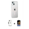 MARSİLYAN™- iPhone 14 Kılıf Yörünge Koleksiyonu - Siyah Buffer Hayalet Cam Ekran Koruyucu + Shine Kamera Lens - SH