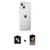 MARSİLYAN™- iPhone 14 Kılıf Yörünge Koleksiyonu - Siyah Buffer Hayalet Cam Ekran Koruyucu + PVD Metal Kamera Lens - TU