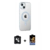 MARSİLYAN™- iPhone 14 Kılıf Yörünge Koleksiyonu - Siyah Buffer Hayalet Cam Ekran Koruyucu + PVD Metal Kamera Lens - YL