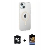 MARSİLYAN™- iPhone 14 Kılıf Yörünge Koleksiyonu - Siyah Buffer Hayalet Cam Ekran Koruyucu + PVD Metal Kamera Lens - YL
